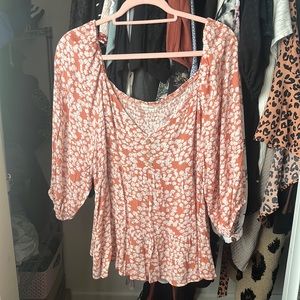 3X PEASANT FLOWY FLOWERY TOP